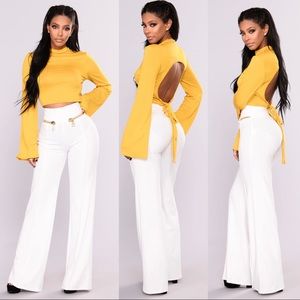 Over Sized Zipper Pants - White - XS